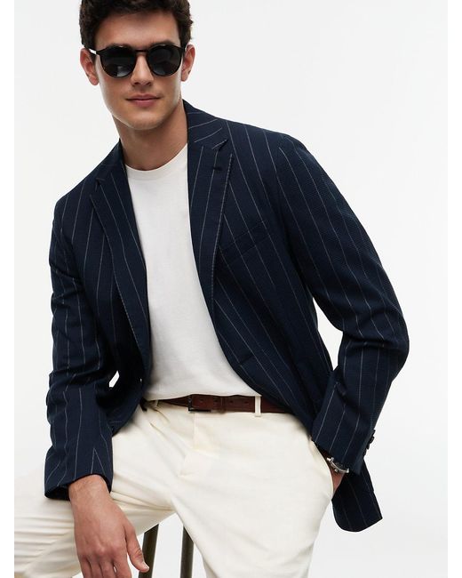 Tommy Hilfiger Blue Th Flex Pinstripe Regular Fit Seersucker Blazer for men