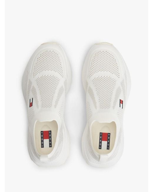 Tommy Hilfiger White Logo Knit Cleat Slip-On Trainers
