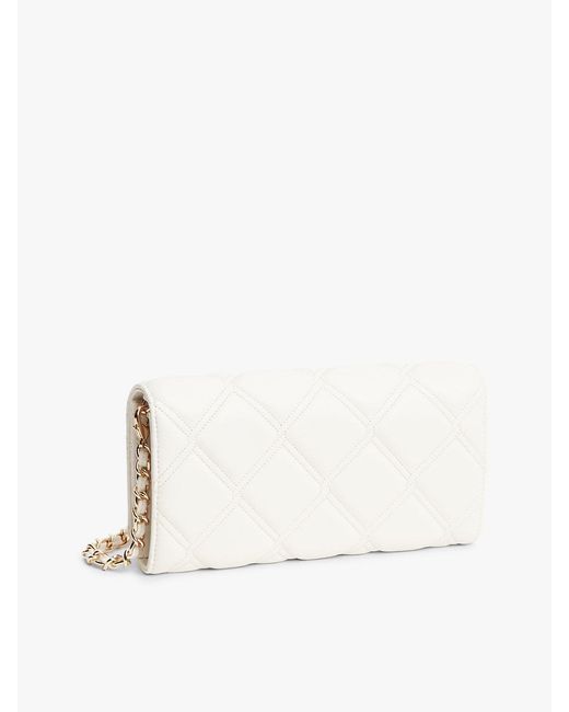 Tommy Hilfiger Natural Quilted Th Monogram Chain Strap Wallet