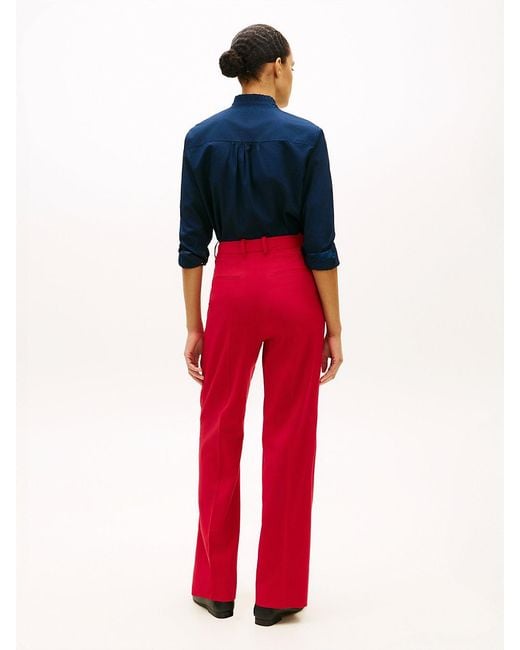 Tommy Hilfiger Red Timeless Pleated Relaxed Straight Leg Trousers