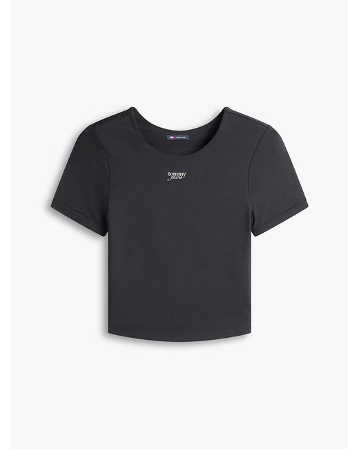 Tommy Hilfiger Black Athleisure Metal Logo Slim T-Shirt