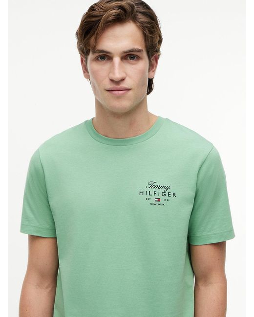 Tommy Hilfiger Green Logo Jersey Crew Neck T-Shirt for men