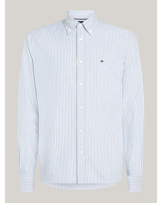 Tommy Hilfiger White Heritage Stripe Regular Fit Oxford Shirt for men