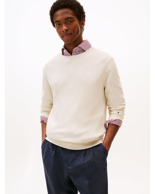 Pullover Smart Casual Termoregolante A Coste di Tommy Hilfiger in White da Uomo