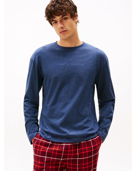 T-Shirt Lounge Original A Maniche Lunghe di Tommy Hilfiger in Blue da Uomo