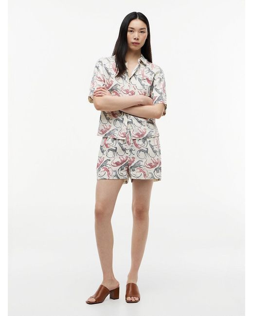 Tommy Hilfiger Natural Flag Embroidery Pure Linen Shorts