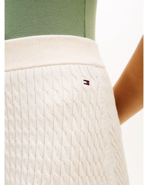 Tommy Hilfiger White Cable Knit Relaxed A-Line Midi Skirt