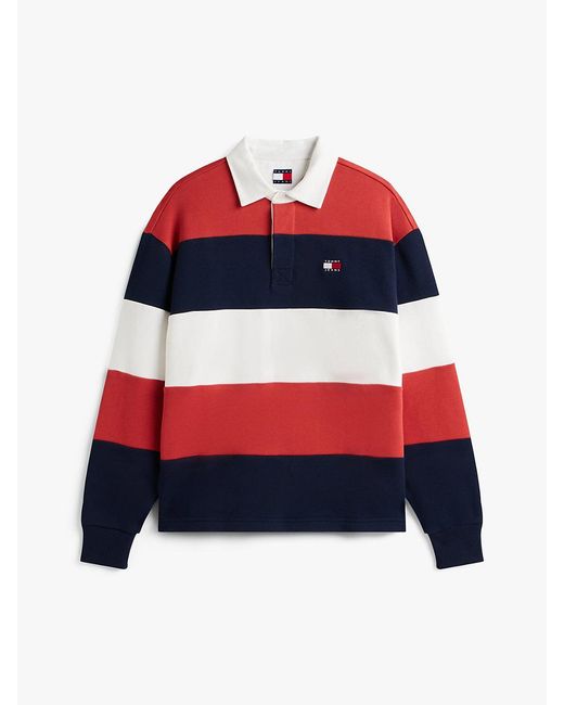 Tommy Hilfiger S Striped Medium Weight Rugby Polo With Embroidered Logo for men