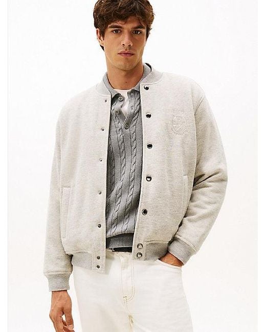 Tommy Hilfiger Reversible Bomberjack Met Varsity-Embleem in het Natural voor heren