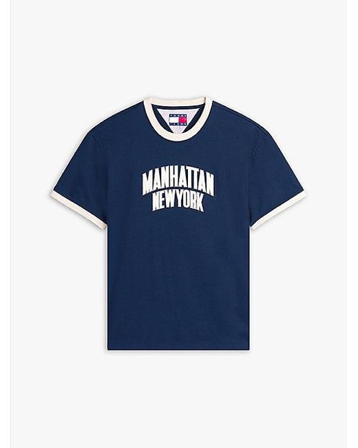 Tommy Hilfiger Relaxed Fit T-Shirt Met Varsity Logoappliqué in het Blue voor heren