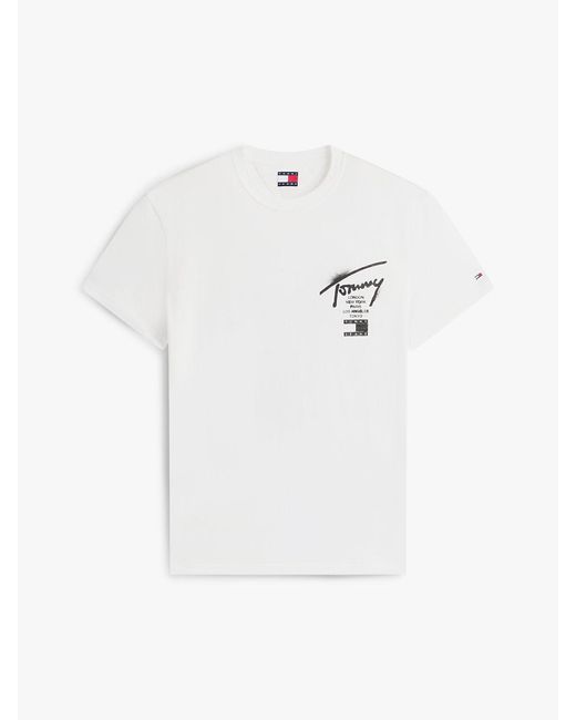 Tommy Hilfiger White Signature Back Logo Jersey T-Shirt for men