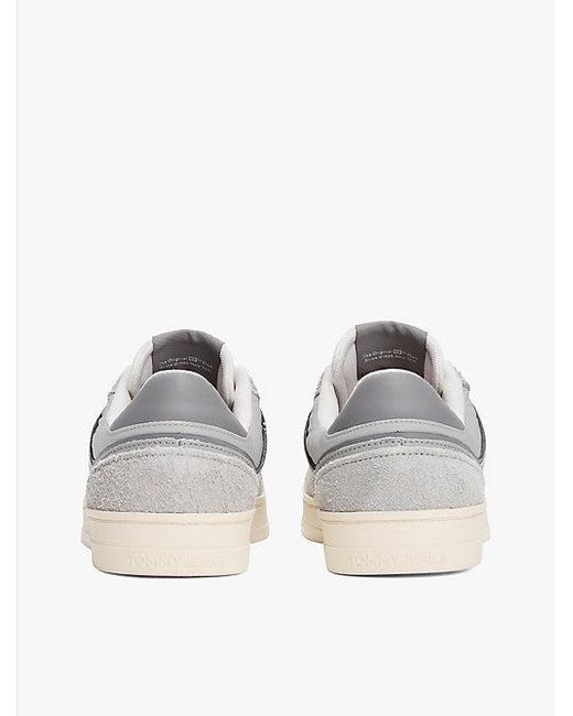 Tommy Hilfiger The Greenwich Leren Sneaker Met Textuurmix in het White voor heren