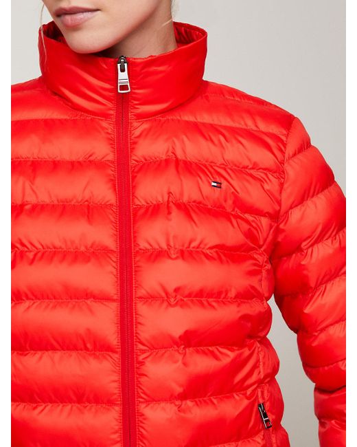 Tommy Hilfiger Red Global Stripe Water Repellent Lightweight Padded Jacket