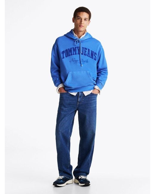 Felpa Varsity Relaxed Fit Con Cappuccio di Tommy Hilfiger in Blue da Uomo
