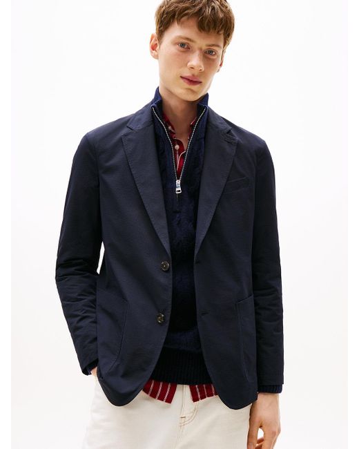 Tommy Hilfiger Blue Performance Packable Water Repellent Seersucker Blazer for men