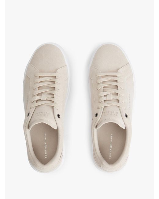 Tommy Hilfiger White Suede Court Trainers for men