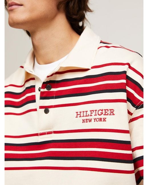 Tommy Hilfiger Red Hilfiger Monotype Stripe Regular Rugby Polo for men