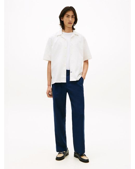 Tommy Hilfiger White Performance Relaxed Fit Seersucker Short Sleeve Shirt for men