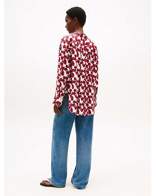 Camisa De Corte Amplio Con Textura Tommy Hilfiger de color Red