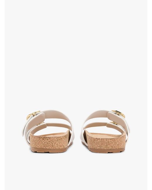 Tommy Hilfiger White Leather Double Strap Cork Sandals