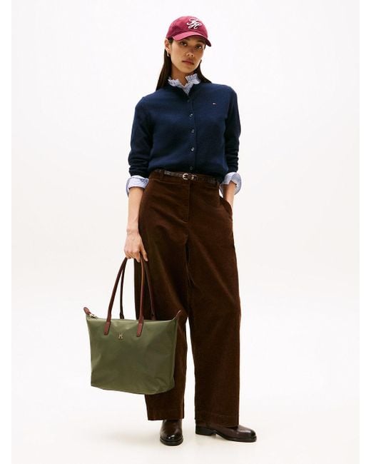 Borsa Tote Con Monogramma Th di Tommy Hilfiger in Green