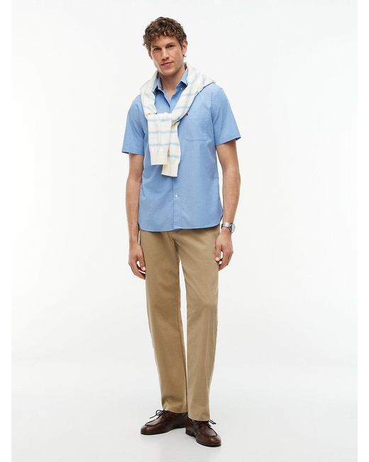 Tommy Hilfiger Blue Regular Fit Lightweight Short Sleeve Oxford Shirt for men