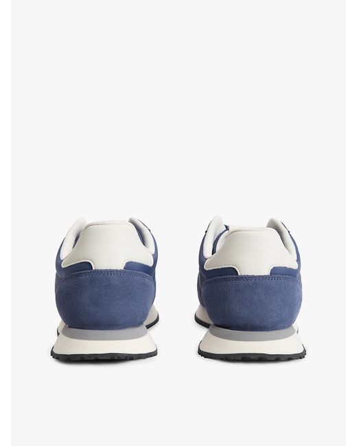 Tommy Hilfiger Blue Suede Mixed Texture Trainers for men