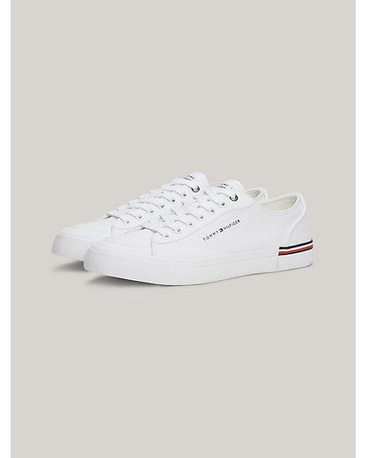 Tommy Hilfiger Canvas Sneaker Met Signature-tape in het White voor heren