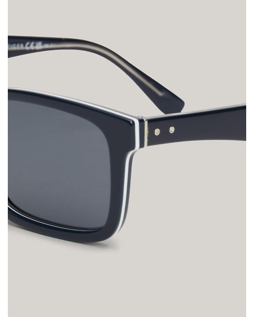 Tommy Hilfiger Blue Rivet Rectangular Sunglasses for men