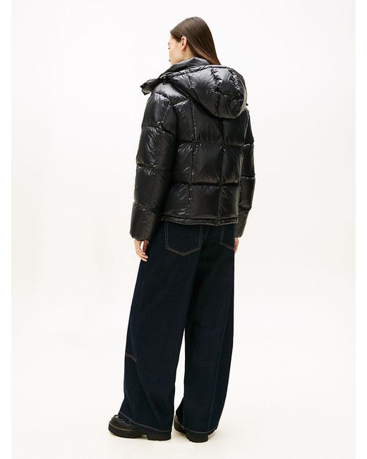 Tommy Hilfiger Black Shiny Quilted Down Alaska Puffer Jacket