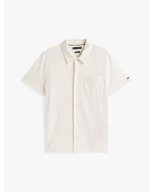 Tommy Hilfiger Regular Opengebreid Overhemd Met Korte Mouwen in het White voor heren