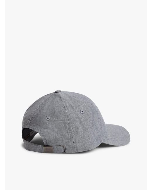 Tommy Hilfiger Gray Hilfiger Flag Embroidery Chambray Baseball Cap for men