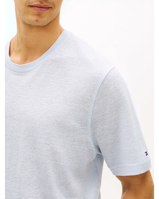 Tommy Hilfiger Blue New York Label Linen Blend T-Shirt for men