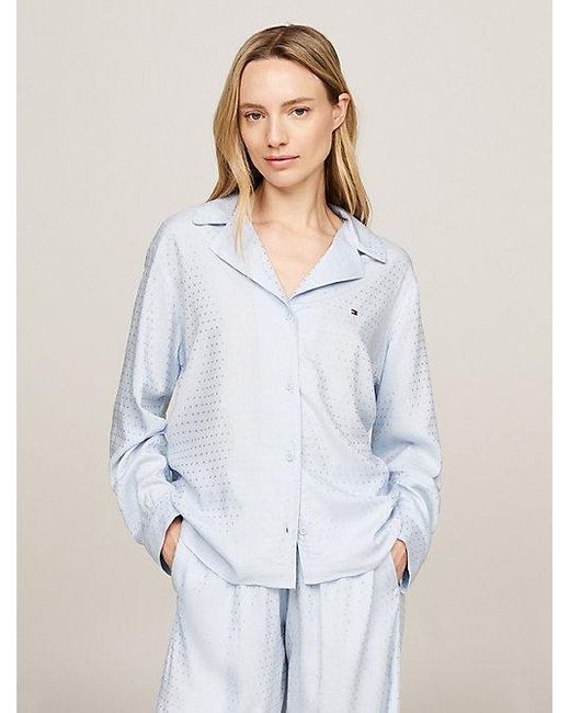 Camisa de pijama con inscripción tonal Tommy Hilfiger de color White