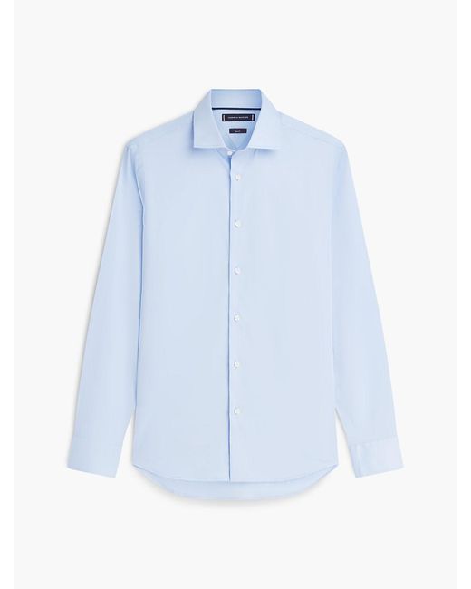 Tommy Hilfiger Blue New York Label Slim Fit Flex Collar Shirt for men