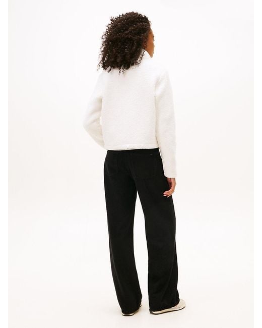 Tommy Hilfiger White Teddy Fleece Zip-Thru Jacket