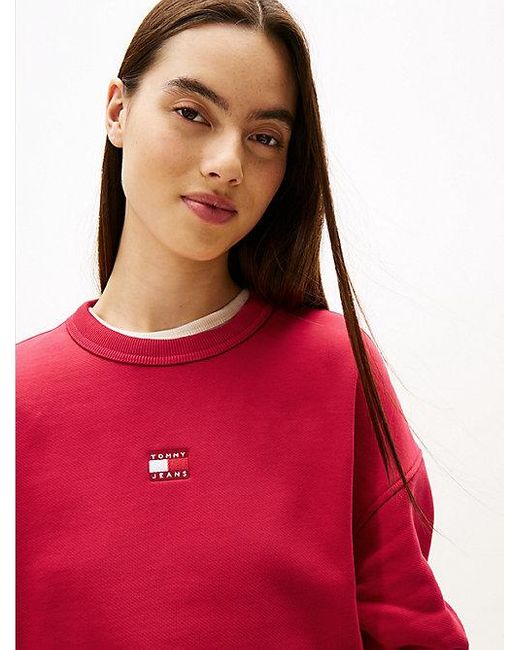 Tommy Hilfiger Boxy Fit Terry Sweatshirt Met Tommy-Badge in het Red