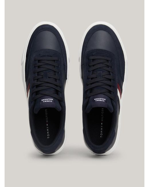 Baskets en cuir à bande emblématique Tommy Hilfiger pour homme en coloris Blue