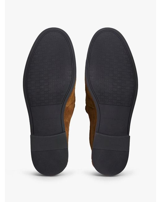 Tommy Hilfiger White Logo Tassel Flexible Suede Loafers for men