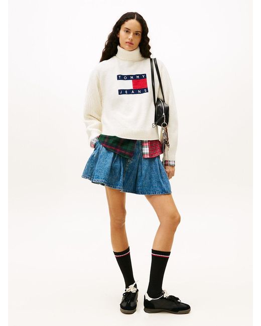 Pull Décontracté Tommy Flag À Col Roulé Tommy Hilfiger en coloris White