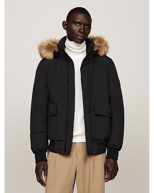 Tommy Hilfiger Rockie Bomberjack Met Dons En Imitatiebont in het Black voor heren