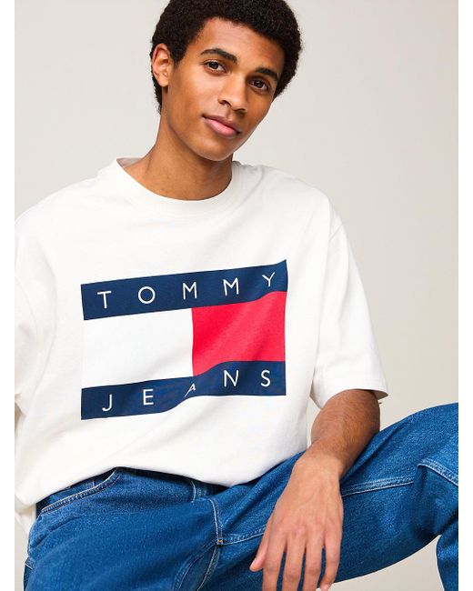 Tommy Hilfiger White Flag Badge Oversized Fit T-shirt for men