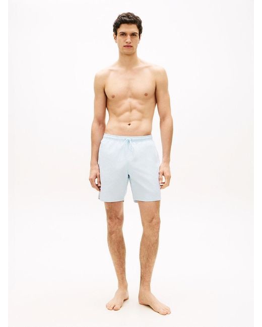 Tommy Hilfiger White Essential Flag Long Length Swim Shorts for men