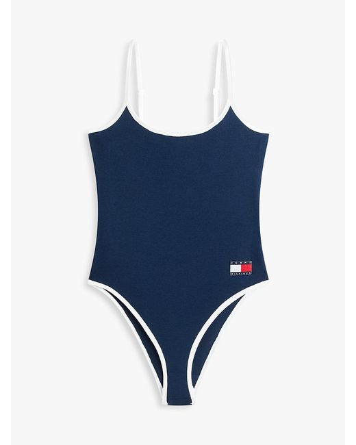 Tommy Hilfiger Blue Heritage Logo Ribbed Scoop Back Bodysuit