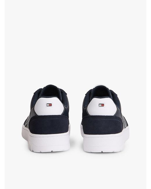 Tommy Hilfiger Blue Mixed Texture Leather Basketball Trainers for men