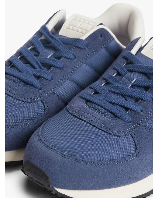 Tommy Hilfiger Blue Suede Mixed Texture Trainers for men