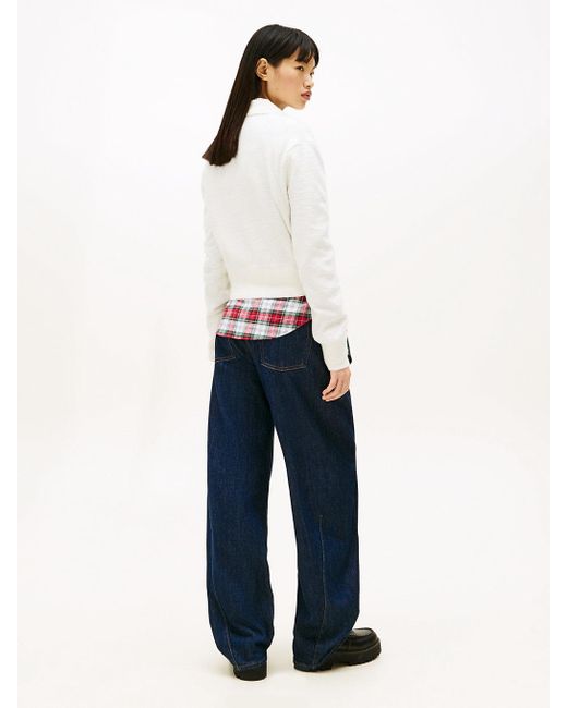 Tommy Hilfiger White Tommy Badge Polo Jumper With Alpaca