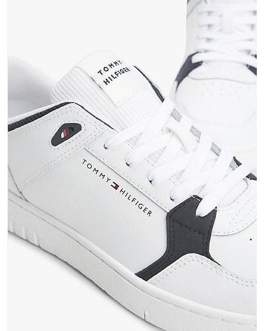 Tommy Hilfiger Basketbalsneaker Met Fijne Profielzool En Leer in het White voor heren