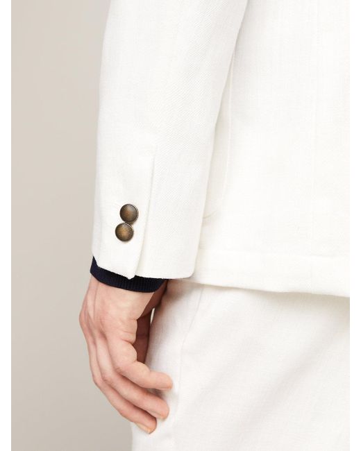 Tommy Hilfiger White Single Breasted Unconstructed Regular Fit Blazer for men