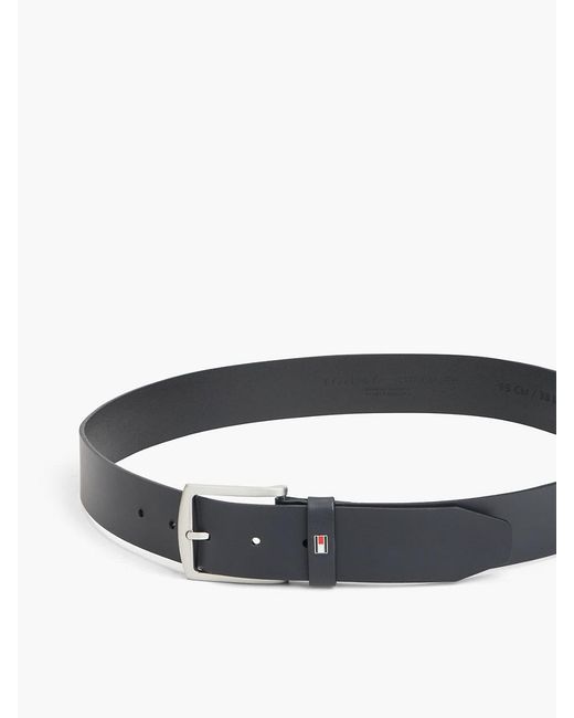 Tommy Hilfiger Blue Denton Flag Logo Leather Belt for men